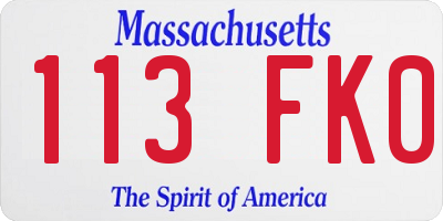 MA license plate 113FK0