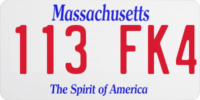 MA license plate 113FK4