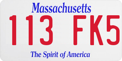 MA license plate 113FK5