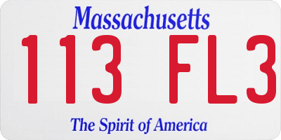 MA license plate 113FL3