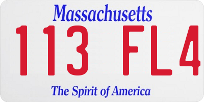 MA license plate 113FL4