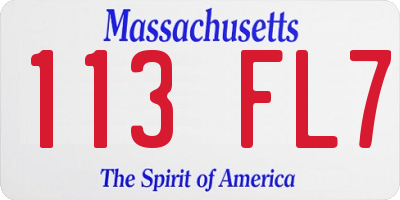 MA license plate 113FL7