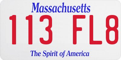 MA license plate 113FL8