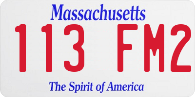 MA license plate 113FM2