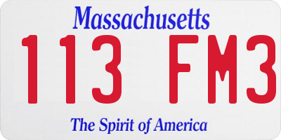 MA license plate 113FM3