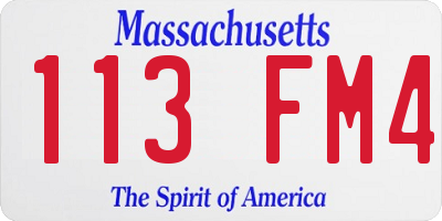 MA license plate 113FM4