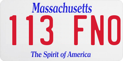 MA license plate 113FN0