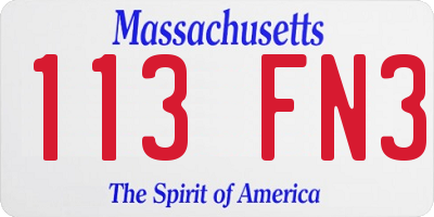 MA license plate 113FN3