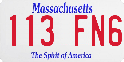 MA license plate 113FN6