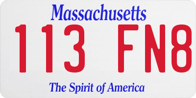 MA license plate 113FN8