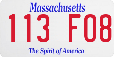 MA license plate 113FO8