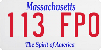MA license plate 113FP0