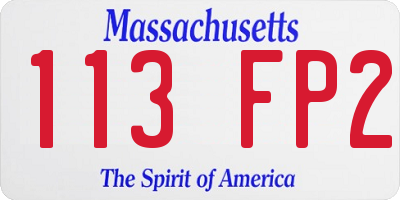 MA license plate 113FP2