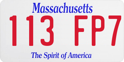 MA license plate 113FP7
