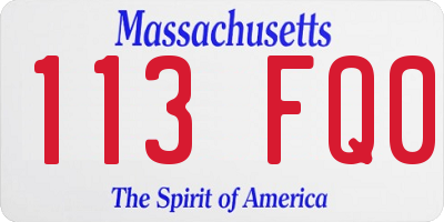 MA license plate 113FQ0