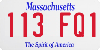 MA license plate 113FQ1