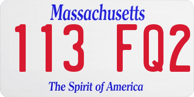 MA license plate 113FQ2