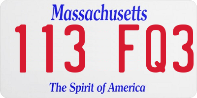 MA license plate 113FQ3