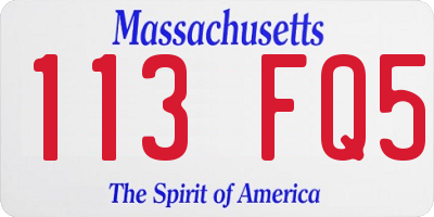 MA license plate 113FQ5