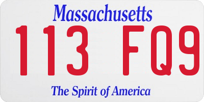 MA license plate 113FQ9