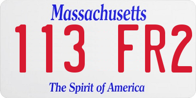 MA license plate 113FR2