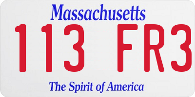 MA license plate 113FR3