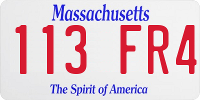 MA license plate 113FR4