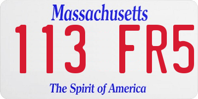 MA license plate 113FR5