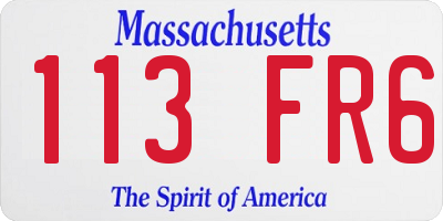 MA license plate 113FR6