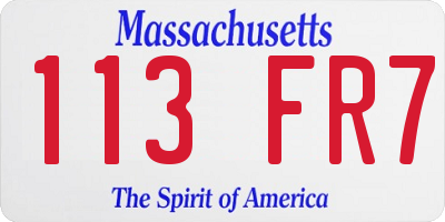 MA license plate 113FR7