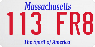 MA license plate 113FR8