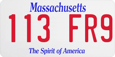 MA license plate 113FR9