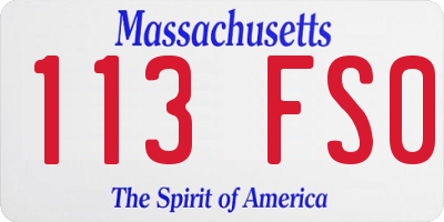 MA license plate 113FS0