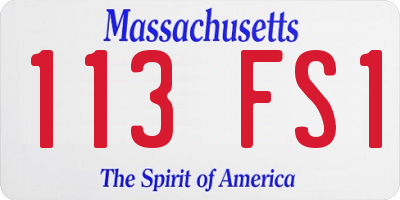 MA license plate 113FS1
