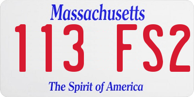 MA license plate 113FS2