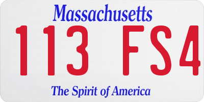 MA license plate 113FS4