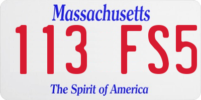 MA license plate 113FS5