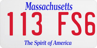 MA license plate 113FS6