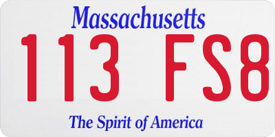 MA license plate 113FS8