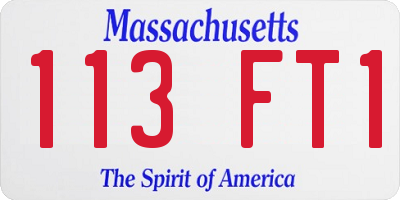 MA license plate 113FT1