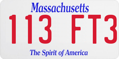 MA license plate 113FT3
