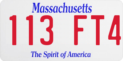 MA license plate 113FT4