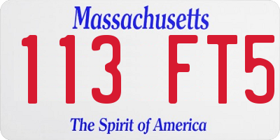 MA license plate 113FT5