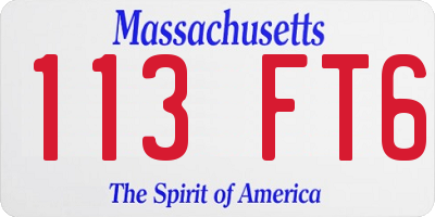 MA license plate 113FT6