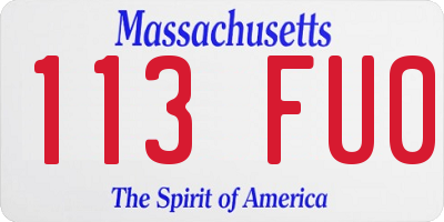 MA license plate 113FU0