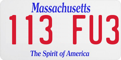 MA license plate 113FU3
