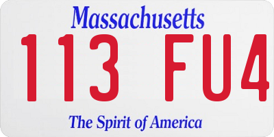 MA license plate 113FU4