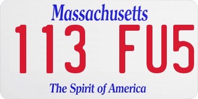MA license plate 113FU5