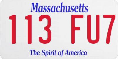 MA license plate 113FU7