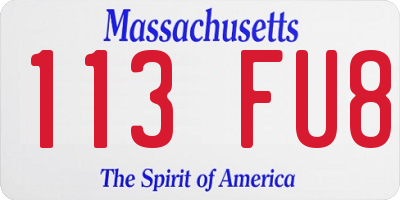 MA license plate 113FU8
